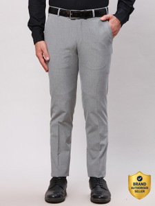 PARK AVENUE Regular Fit Men Grey Trousers