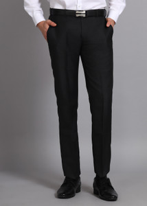 PARK AVENUE Slim Fit Men Black Trousers