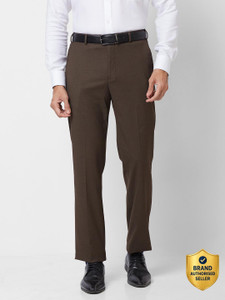 PARK AVENUE Slim Fit Men Brown Trousers
