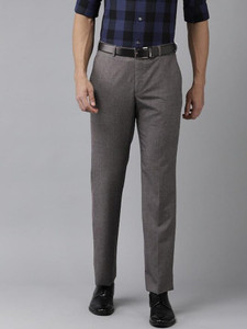 PARK AVENUE Slim Fit Men Grey Trousers