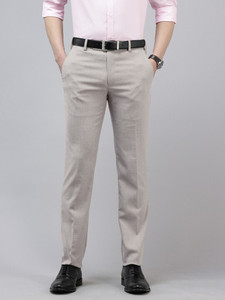 PARK AVENUE Slim Fit Men Grey Trousers
