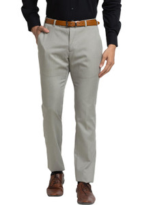 PARK AVENUE Slim Fit Men Grey Trousers