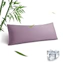 Parkdeny Body Pillowcase, Cooling Viscose from Bamboo Pillow Cover with Zipper Closure, Moisture-Wicking Breathable Long Bed Pillowcase for Hot Sleepers, Light Purple, 1 Pack