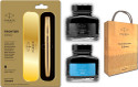 PARKER FRONTIER GOLD FOUNTAIN PEN GOLD TRIM With Blue & Black Ink Bottle Gift Bag Fountain Pen (Ink Color - Blue)