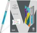 PARKER Pen and Notebook Gift Set | Vector Metallix Translucent Green Body Roller Ball Pen