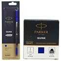 Parker Quink Roller Ball Refill (Blue), Pack of 1 (9000012124) & Parker Quink Ink Bottle, Blue