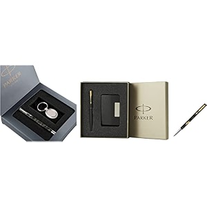 parker vector gift set amp moments vector timecheck gold trim roller ball pen amp frontier chrome trim fountain pen