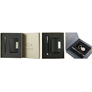 parker vector gift set amp parker vector gift set vector chrome trim black roller ball pen with black card holder amp parker frontier chrome trim fountain pen