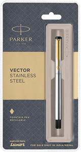 parker vector stainless steel gold trim fountain pen pack of 1 fountain pen