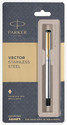 PARKER VECTOR STAINLESS STEEL GOLD TRIM FOUNTAIN PEN PACK OF 1 Fountain Pen