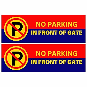 no parking in front of gate sign sticker 205 x 7 cm  peel amp stick with 4 pre-made holes  weather resistant sign board  pack of 2 no parking small - 205 x 7 cm