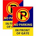 No Parking in Front of Gate Sign Sticker | 20.5 x 14.5 CM | Self-Adhesive Warning Sign Board with Corner Holes | Easy Fix for Gate, Home, Office &amp; Parking Area | Pack of 2 (No Parking, Medium -20.5 x 14.5 CM)