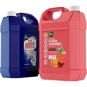 combo of shinebrite toilet cleaner 5 liter  deep clean floor cleaner 5 liter ultra strong toilet cleaner liquid toilet cleaner 5l  rose phenyl 5l