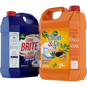 combo of shinebrite toilet cleaner 5 liter  cleanampgo handwash liquid gel 5 liter ultra strong toilet cleaner liquid toilet cleaner 5l  handwash 5l
