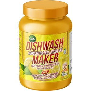 diy dishwash liquid gel maker 500gm makes 10 liter dishwash lemon with lemon fragrance leaves no residue grease cleaner for all utensils diy 10 liter in 500gm