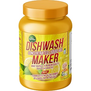diy dishwash liquid gel maker 1kg jar makes upto 10 liter dishwash lemon with lemon fragrance leaves no residue grease cleaner for all utensils