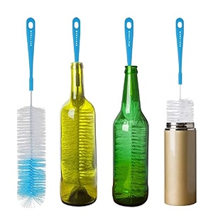 16 inch long bottle brush cleaner with nylon bristles for washing wine beer swell decanter kombucha thermos glass jugs and long narrow neck sport bottles