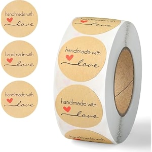 parshya 500pcs watercolor cute cartoon heart stickers round hand made with love adhesive sticker for small business wedding supplies packing gift wrap 1 hand made with love