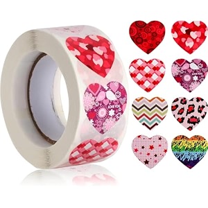 parshya 500pcs watercolor cute cartoon heart stickers round cartoon heart adhesive sticker for small business wedding supplies packing gift wrap 4 heart shape stickers