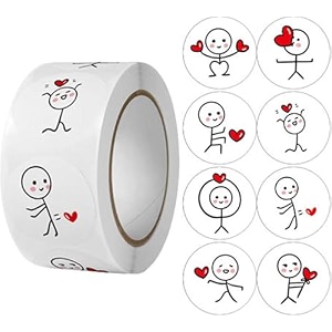 parshya 500pcs watercolor cute cartoon heart stickers round cartoon heart adhesive sticker for small business wedding supplies packing gift wrap 2 cute cartoon heart stickers