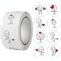 Parshya 500pcs Watercolor Cute Cartoon Heart Stickers, Round Cartoon Heart Adhesive Sticker for Small Business Wedding Supplies Packing Gift Wrap
