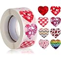 Parshya 500pcs Watercolor Cute Cartoon Heart Stickers, Round Cartoon Heart Adhesive Sticker for Small Business Wedding Supplies Packing Gift Wrap (1, Heart Shape Stickers)