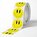 Parshya 500pcs Watercolor Cute Happy Smiley Stickers, Round Cartoon Adhesive Sticker for Small Business Wedding Supplies Packing Gift Wrap (1, Happy Smiley Stickers)