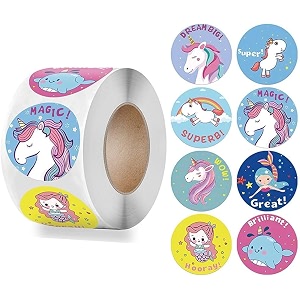 parshya 500pcs watercolor cute mix deisgn stickers round cartoon adhesive sticker for small business wedding supplies packing gift wrap 2 mix design unicorn stickers