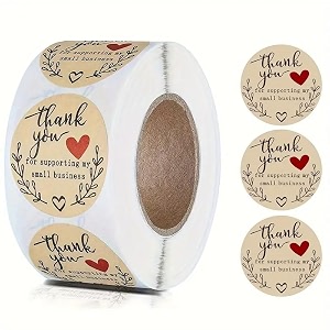 parshya 500pcs watercolor cute thank you heart stickers round cartoon adhesive sticker for small business wedding supplies packing gift wrap 2 thank you for supporting my small business