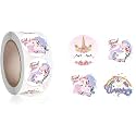 Parshya 500pcs Watercolor Cute Thank You Stickers, Round Cartoon Adhesive Sticker for Small Business Wedding Supplies Packing Gift Wrap (3, Thank You Unicorn Stickers)