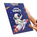 PARTEET Cardboard Standard A4 Letter Size for Students, Teacher, Woman and Kids, Low Profile Clip, Decorative Clipboards, Cute Clipboard Space Pattern, Size 9" x 14"