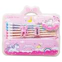 PARTEET Giftset with 6 Pencils, 1 Unicorn Metal Pencil Box, 1 Sharpener, 1 Unicorn (Pink)