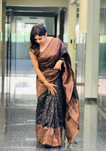 parthfabric woven banarasi art silk jacquard saree