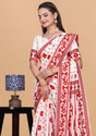 parthfabric Woven Banarasi Art Silk, Jacquard Saree (White)