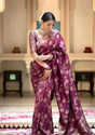 parthfabric Woven Banarasi Art Silk, Jacquard Saree (Magenta)