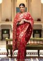parthfabric Woven Banarasi Art Silk, Jacquard Saree (Red)