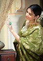 parthfabric Woven Banarasi Art Silk, Jacquard Saree (Green)