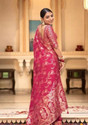 parthfabric Woven Banarasi Art Silk, Jacquard Saree (Pink, Beige)