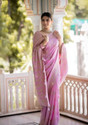 parthfabric Woven Banarasi Art Silk, Jacquard Saree (Pink)