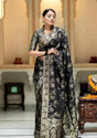 parthfabric Woven Banarasi Art Silk, Jacquard Saree (Black)