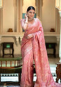 parthfabric Woven Banarasi Art Silk, Jacquard Saree (Pink)