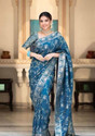 parthfabric Woven Banarasi Art Silk, Jacquard Saree (Dark Blue)