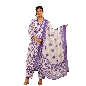PARTHVI Womens Printed Anarkali Kurta With Palazzo
