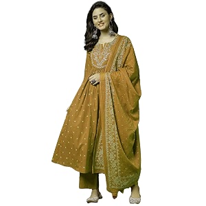 PARTHVI Womens 100 Pure Cotton Anarkali Kurta
