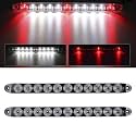 Partsam 2Pcs 15" Red 3 ID Bar w/Reverse white light 11 LED Truck Trailer RV Clear Lens Submersible Super Thin Led Trailer Tail Light Bar