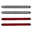Partsam 2pcs White+ 2pcs Red 15" 11-LED Flange Mount Trailer Truck Stop Turn Tail brake Warning Light Bar(Total of 4 pcs)