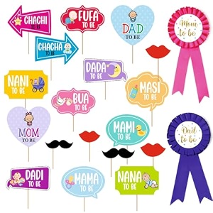 baby shower sticks props for photoshoot  mom dad to be cute props  mom dad to be cute ribbon combo pack baby shower