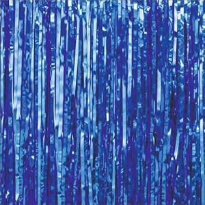 blue foil curtains for decoration  fringe curtain for birthday anniversary retirement baby shower pack of 6 size 6x3 feet
