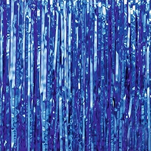 blue foil curtains for birthday decoration  birthday foil curtain  foil fringe curtain for birthday anniversary retirement baby shower decoration pack of 4 size 6x3 feet