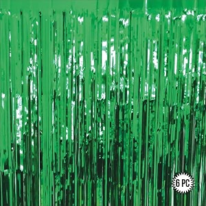 party baazaar green foil curtains for birthday decoration  birthday foil curtain  foil fringe curtain for birthday anniversary retirement baby shower decoration pack of 6 size 6x3 feet